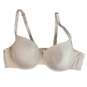 Cacique Plunge T Shirt Bra Tan 46D Seamless Adj Strap Satin Straps Lightly Lined